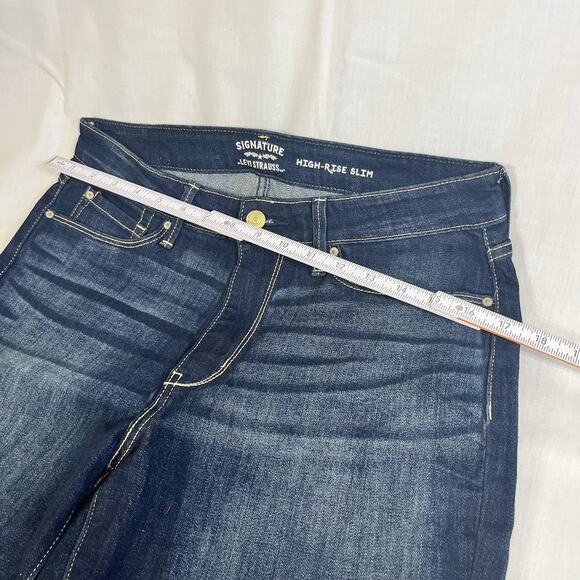 Signature Levi's High-Rise Slim Bootcut Jeans W28 L32 Dark - Picture 2 of 10